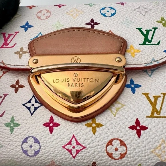 Louis Vuitton Authentic Joey White Multicolour Wallet - Takashi Murakami - Picture 2 of 13